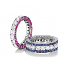 Made to Order Great Selection of Channel Set Brilliant Cut Round Diamonds , Blue & Pink Sapphires Eternity Rings & Bands