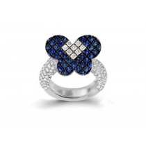 Delicate French Micro Pave Butterfly Rings Collection Featuring Vibrant Rainbow Colored Sapphires & Diamonds