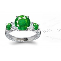 Composition & Design: Eye-Catching This 5 Stone Prong Set Diamond Brilliant Green Emerald Divine Halo Light Ring Encrusted With Genuine White Diamonds