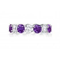 Precision Set Shared Prong Set Round Diamond & Purple Sapphire Eternity Bands