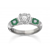 Nature Theme: Special Diamond & Micropave Emerald Flower Ring