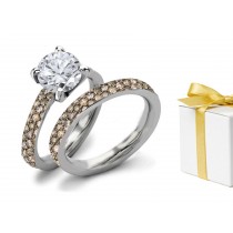 Brown Diamonds Engagement & Wedding Rings Set