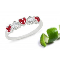 Heart to Heart: Bezel Set Red Heart Ruby & Diamond Eternity Band