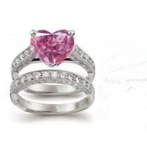 Heart Pink Diamond Engagement & Wedding Ring