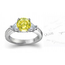 Yellow Diamond & White Diamond Fancy Rings