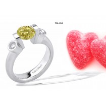 Contemporary High Quality Designer Yellow Colored Diamond Tension Set Engagement Rings