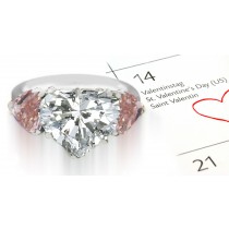 Premier Colored Diamonds Designer Collection - Pink Colored Diamonds & White Diamonds Fancy Diamond Three Stone Engagement Rings