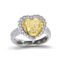 Most Popular Ring with Heart Sapphire & Pave Set Diamonds & Sapphires in Gold or Platinum
