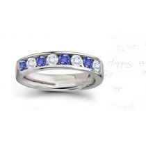 9 Stone Sapphire & Diamond Wedding Anniversary Band