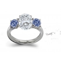 Blue Colored Diamonds & White Diamonds Fancy Blue Diamond 3 Stone Ring