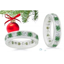 Platinum Green Colored Diamond Full Lined Eternity Diamond Rings