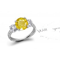 Popular: Fine Designer Yellow Sapphire & Diamond Micro Pave Ring