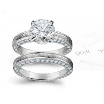 Special Design White Gold, & Diamond Ring with Floral Scrolls & Motifs Shoulders & Diamond Halo Sides