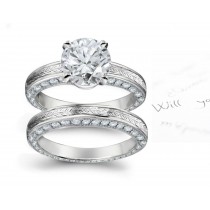 Special Design Platinum, & Diamond Ring with Floral Scrolls & Motifs Shoulders & Diamond Halo Gold Sides