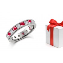 Versatile: Channel Set Ruby & Diamond Wedding Band with Fine Milgrain