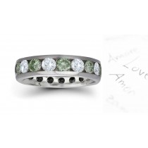 Designer Green Diamond Wedding Bands