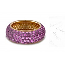 6 mm Wide Micropavee Vibrant Pink Sapphire Eternity Platinum Band