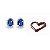 Fancy Designer Colored Gemstone Jewelry: Blue Sapphire & Diamond Studded Earrings