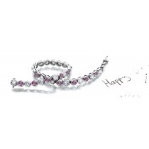 Alternating Pink Colored Diamonds & White Diamonds Fancy Pink Diamond Bracelet and Necklace