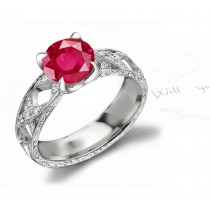 Fine Collection of Specimens: Mid-Century Ruby Diamond Ring with Finely Scrolled Openwork Detail Can Be Worn on the left side in 14k Gold Size 3 to 8