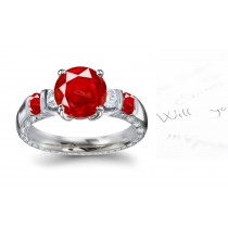 Unusual Advantages: See Available Options Glittering Diamond & Red Hue Ruby Five Stone Ring in Platinum & 14k Gold Most Surely Secured