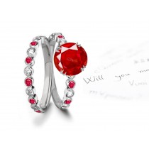 Made Under Personal Supervision: Prong Set 1.0 ct Ruby on Half Bezel Ruby Diamond Eternity Ring Its Gold Band Made Larger Size Precious Gemstones