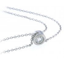 Platinum diamond pendants. Bezel set round diamond solitaire pendant with chain