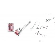 Available Colored Diamonds Designer Collection - Pink Colored Diamonds & White Diamonds Emerald Cut Pink Diamond Earrings Available in Platinum or Gold Settings