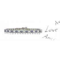 Blue Colored Diamonds & White Diamonds Fancy Blue Diamond Bracelet and Necklace