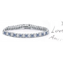 Blue Colored Diamonds & White Diamonds Fancy Blue Diamond Bracelet and Necklace