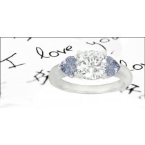 Premier Colored Diamonds Designer Collection - Blue Colored Diamonds & White Diamonds Fancy Diamond Three Stone Engagement Rings