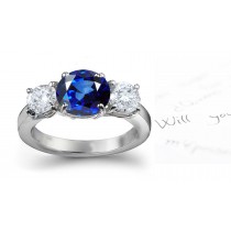 Dreams & Reality: An Exquisite Sapphire Diamond Three Stone Ring. 
