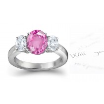 Pink Sapphire & Fancy Diamond Engagement Ring