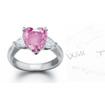 Pink Heart Sapphire & Diamond Pears Designer Rings