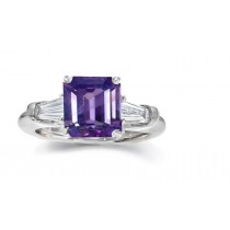 Purple Sapphire  Diamond Engagement Ring