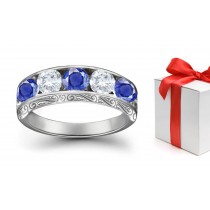 Sapphire Diamond Five Stone Rings