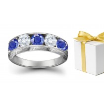 Sapphire Diamond Five Stone Rings