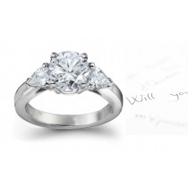 Three Stone Round Diamond & Side Pears Diamonds Three Stone Anniversary Ring