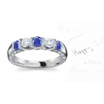 Sapphire Diamond Anniversary Rings