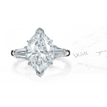 Marquise Baguette Diamonds Three Stone Ring