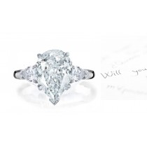 Center Pears & Side Pears Diamonds Three Stone Ring