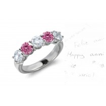 Premier Colored Diamonds Designer Collection - Purple Colored Diamonds & White Diamonds Fancy Diamond Five Stone Wedding & Anniversary Rings