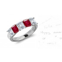 View Ruby Diamond Five Stone Wedding Rings