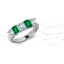 Five Stone Rings: Emerald Diamond Emerald Cut Half Eternity Bands. 