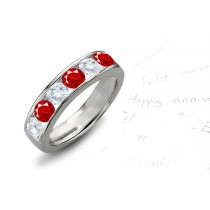 Diamond & Ruby Wedding Rings Anniversary Bands