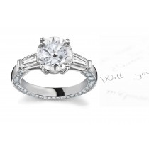 Center Round & Side Baguette Diamonds Ring