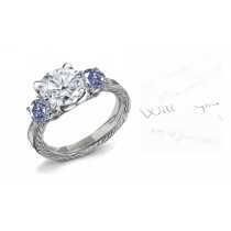 Premier Colored Diamonds Designer Collection - Blue Colored Diamonds & White Diamonds Fancy Blue Diamond Engagement Rings