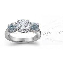 Premier Colored Diamonds Designer Collection - Blue Colored Diamonds & White Diamonds Fancy Blue Diamond Engagement Rings