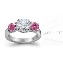 Premier Colored Diamonds Designer Collection - Pink Colored Diamonds & White Diamonds Fancy Pink Diamond Engagement Rings