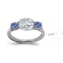 Premier Colored Diamonds Designer Collection - Blue Colored Diamonds & White Diamonds Fancy Blue Diamond Engagement Rings